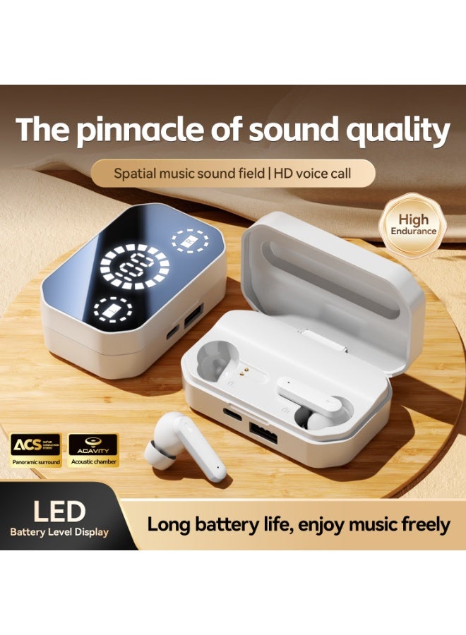 مُوطْمُوك  M154 2026 سماعات بلوتوث لاسلكية، سماعات بلوتوث 6.0 مع شاشة رقمية كبيرة ديناميكية، وضع ألعاب 0 تأخير، خفض ضوضاء مكالمات الذكاء الاصطناعي والصوت المكاني - سماعات خفيفة الوزن للتحكم باللمس للرياضة والعمل والاستخدام اليومي (أبيض) - Image 1